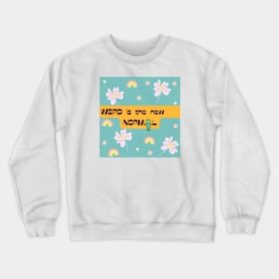 Weird retro vintage design with rainbow & flowers Crewneck Sweatshirt